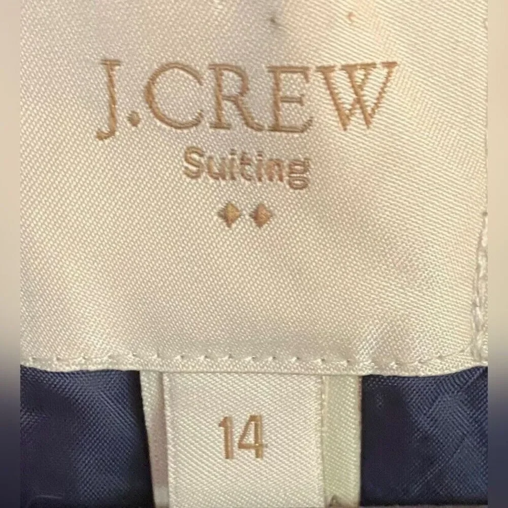 J. Crew Jacket Blazer Women’s 14 Blue Tweed Braiding Preppy Full Zip